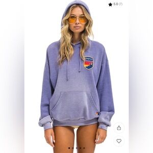 NWT Aviator Nation AV California Skier Patch Faded Grape Hoodie Sweatshirt XS